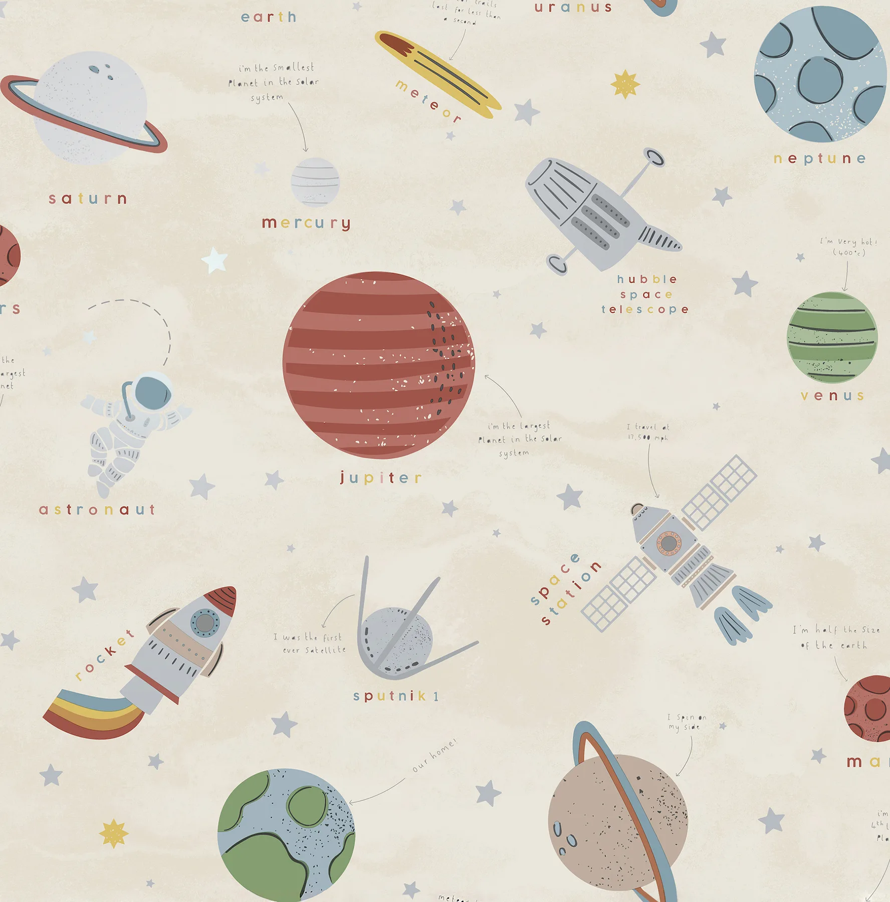 Advantage Space Adventure wallpaper, color Beige, SKU 4203-27596