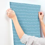 Advantage Wiggle Line - Blue Wallpaper | Buy Online Advantage Wiggle Line wallpaper, color Blue, SKU 4203-27572