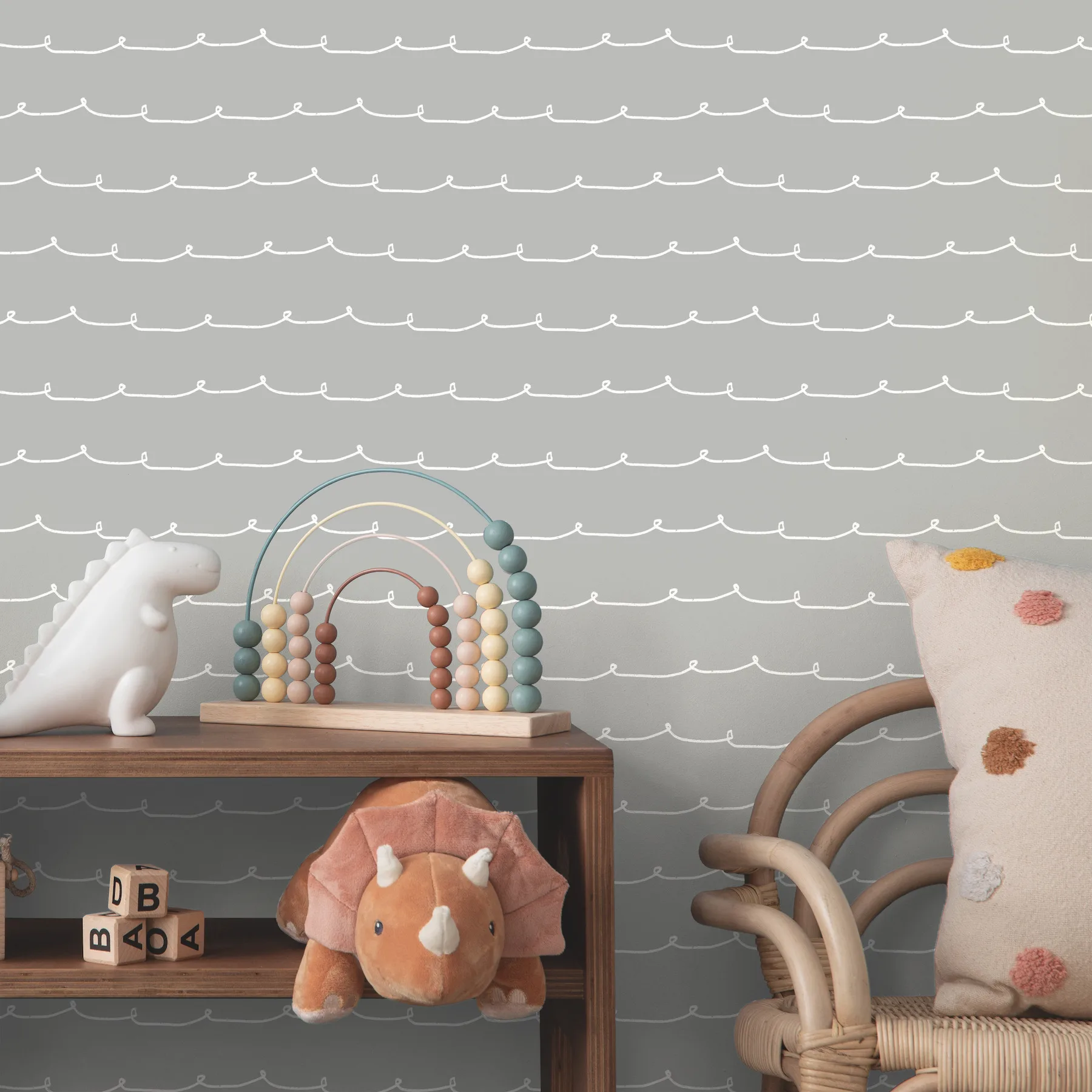 Advantage Wiggle Line wallpaper, color Grey, SKU 4203-27570