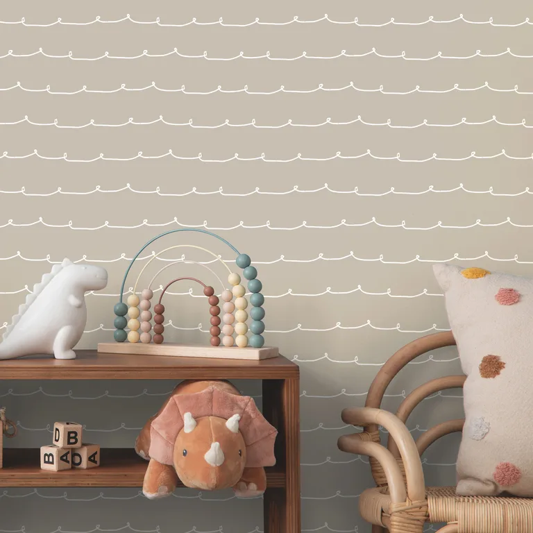 Advantage Wiggle Line wallpaper, color Taupe, SKU 4203-27569
