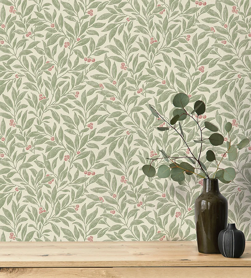 Advantage Winter Berry wallpaper, color Green, SKU 4164-M1840