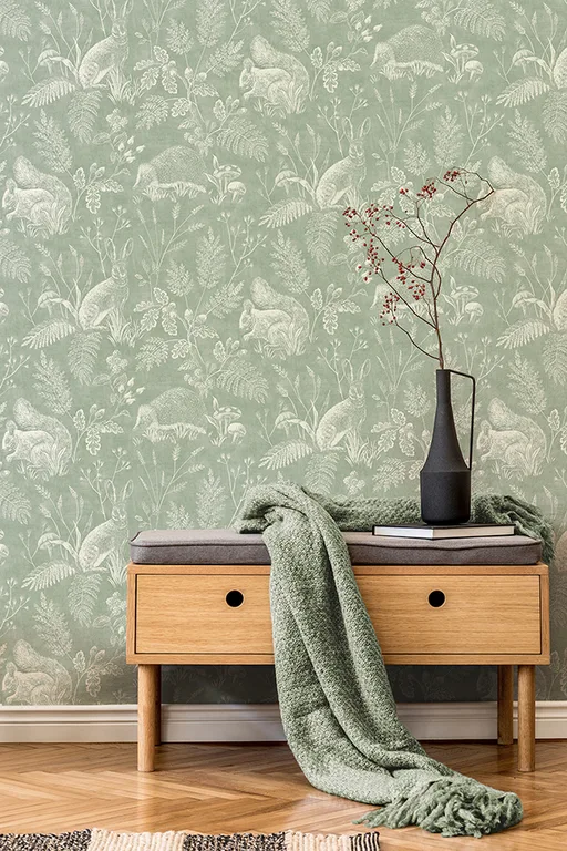 Advantage Woodland wallpaper, color Green, SKU 4164-M1801