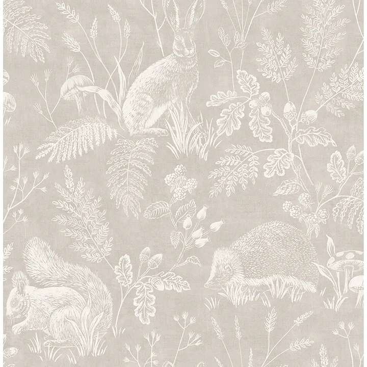 Advantage Woodland wallpaper, color Light Grey, SKU 4164-M1800