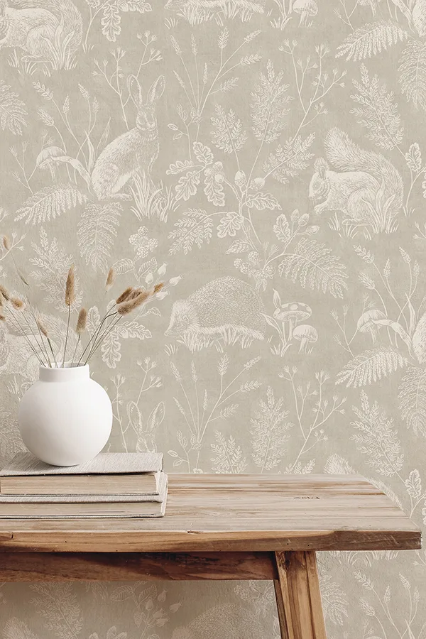 Advantage Woodland wallpaper, color Light Grey, SKU 4164-M1800
