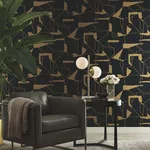 Antonina Vella Abstract Geo - Black & Gold Wallpaper | Buy Online Antonina Vella Abstract Geo wallpaper, color Black & Gold, SKU MD7115
