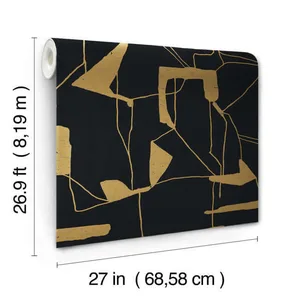 Antonina Vella Abstract Geo wallpaper, color Black & Gold, SKU MD7115