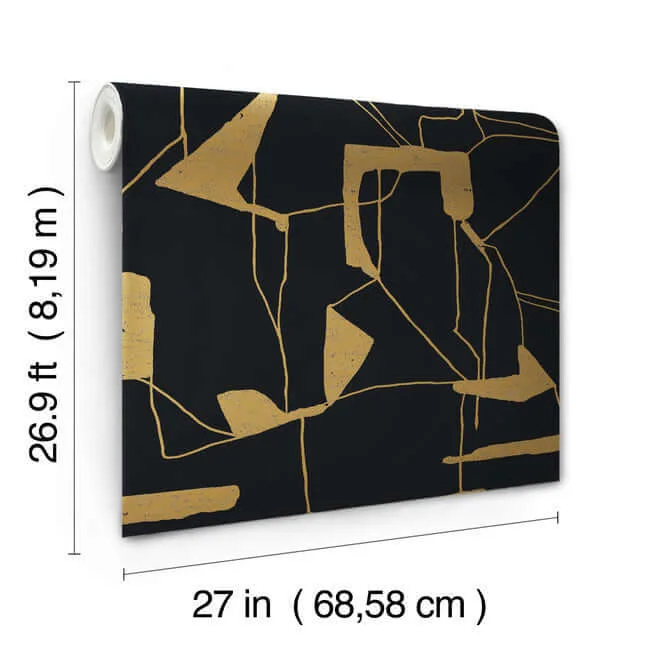 Antonina Vella Abstract Geo - Black & Gold Wallpaper | Buy Online Antonina Vella Abstract Geo wallpaper, color Black & Gold, SKU MD7115