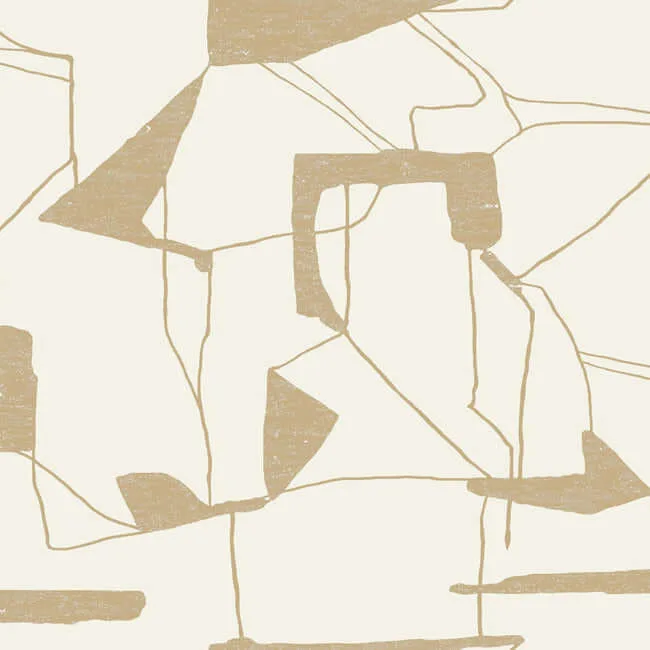 Antonina Vella Abstract Geo wallpaper, color Cream & Gold, SKU MD7113