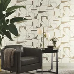 Antonina Vella Abstract Geo wallpaper, color Cream & Gold, SKU MD7113