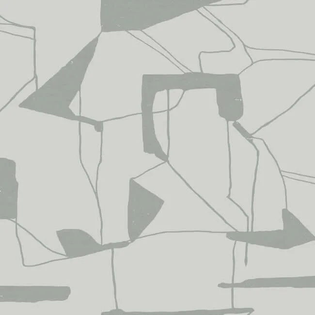Antonina Vella Abstract Geo wallpaper, color Fog & Silver, SKU MD7111