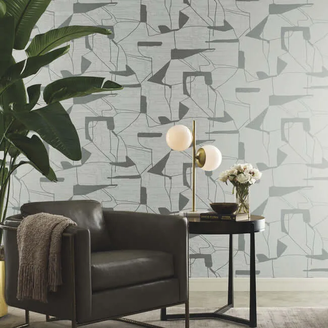 Antonina Vella Abstract Geo - Fog & Silver Wallpaper | Buy Online Antonina Vella Abstract Geo wallpaper, color Fog & Silver, SKU MD7111
