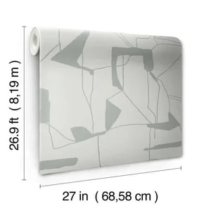 Antonina Vella Abstract Geo wallpaper, color Fog & Silver, SKU MD7111