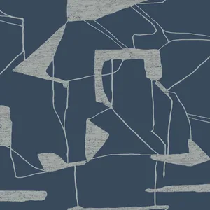 Antonina Vella Abstract Geo wallpaper, color Navy & Silver, SKU MD7112