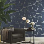 Antonina Vella Abstract Geo - Navy & Silver Wallpaper | Buy Online Antonina Vella Abstract Geo wallpaper, color Navy & Silver, SKU MD7112