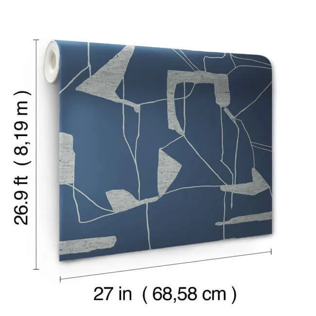 Antonina Vella Abstract Geo - Navy & Silver Wallpaper | Buy Online Antonina Vella Abstract Geo wallpaper, color Navy & Silver, SKU MD7112