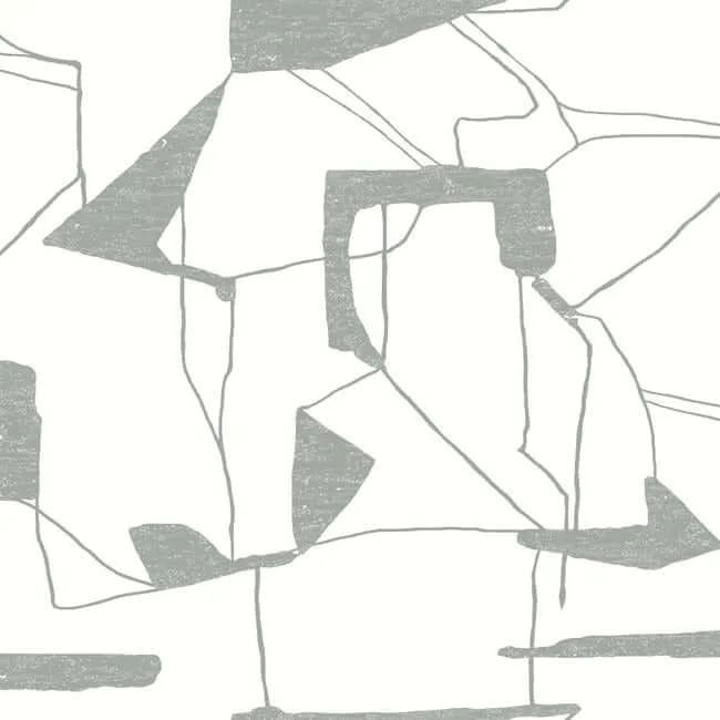 Antonina Vella Abstract Geo wallpaper, color White & Silver, SKU MD7114