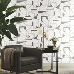 Antonina Vella Abstract Geo - White & Silver Wallpaper | Buy Online Antonina Vella Abstract Geo wallpaper, color White & Silver, SKU MD7114