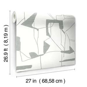 Antonina Vella Abstract Geo wallpaper, color White & Silver, SKU MD7114