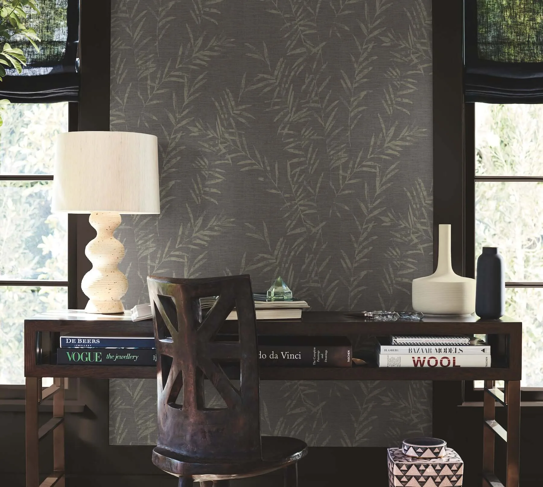 Antonina Vella Allerton Bamboo - Black Wallpaper | Buy Online Antonina Vella Allerton Bamboo wallpaper, color Black, SKU AB3061