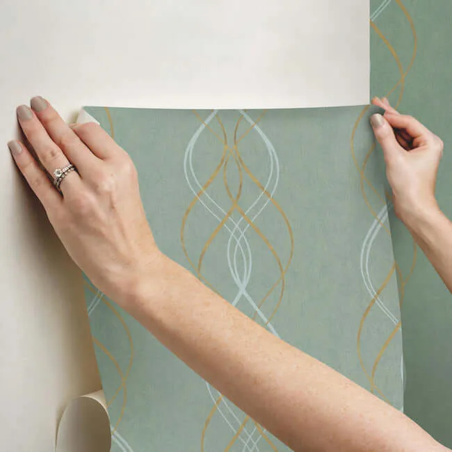 Antonina Vella Aurora - Blue & Gold Wallpaper | Buy Online Antonina Vella Aurora wallpaper, color Blue & Gold, SKU NW3551