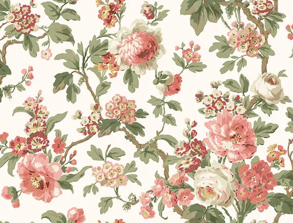 Antonina Vella Beatrix wallpaper, color Coral & Sage, SKU VP1351