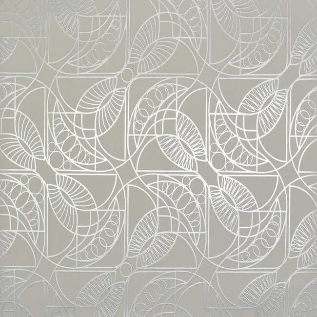 Antonina Vella Cartouche wallpaper, color White & Silver, SKU NW3524
