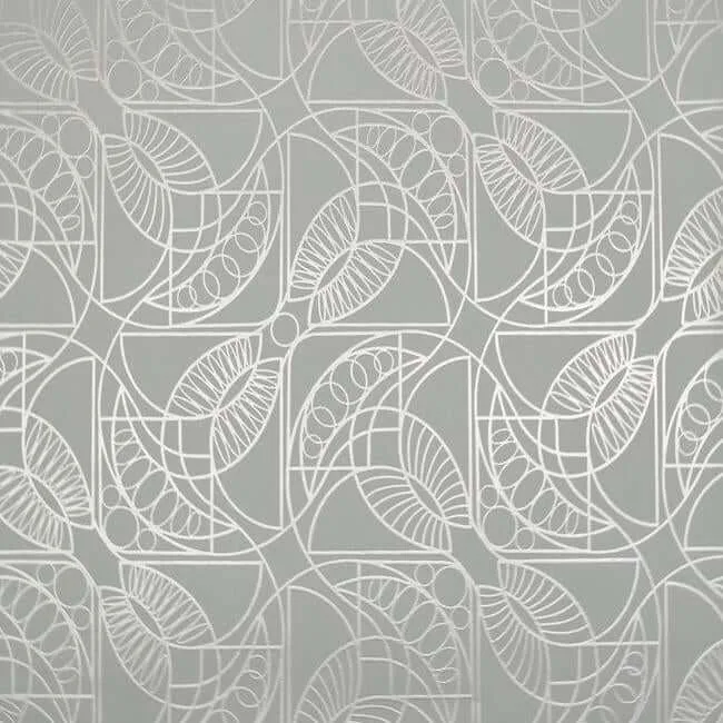 Antonina Vella Cartouche wallpaper, color Blue & Silver, SKU NW3527