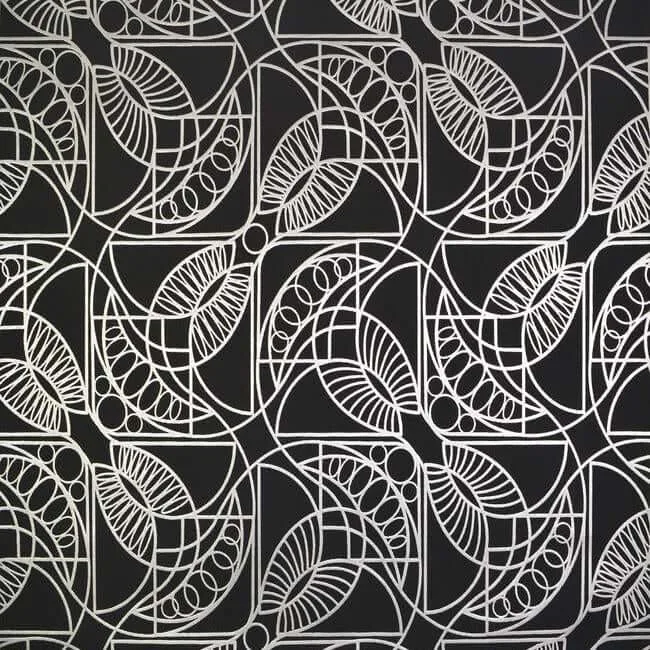 Antonina Vella Cartouche wallpaper, color Black & Silver, SKU NW3528