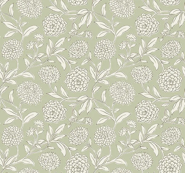 Antonina Vella Chatsworth Garden wallpaper, color Celery, SKU VP1362
