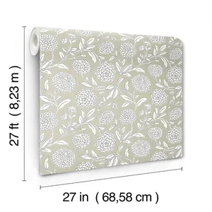 Antonina Vella Chatsworth Garden wallpaper, color Taupe, SKU VP1363