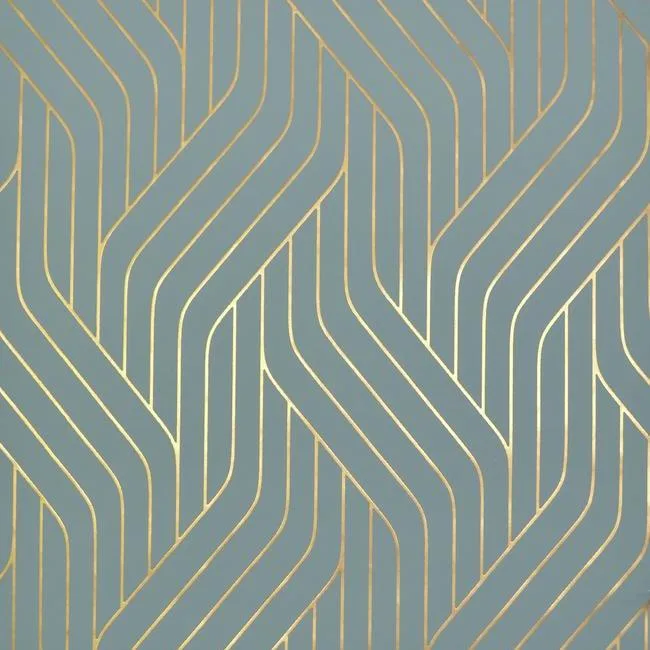Antonina Vella Ebb & Flow wallpaper, color Blue & Gold, SKU NW3520