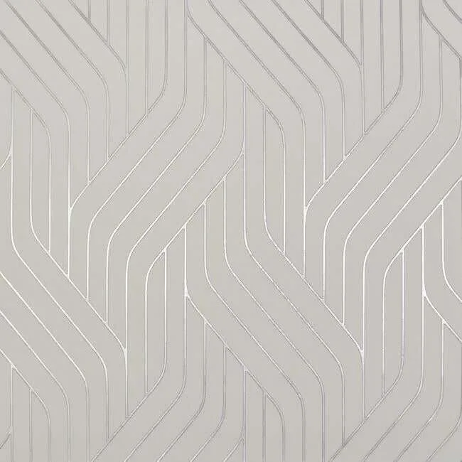 Antonina Vella Ebb & Flow wallpaper, color White & Silver, SKU NW3516
