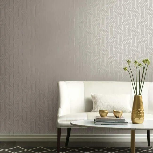 Antonina Vella Ebb & Flow wallpaper, color White & Silver, SKU NW3516