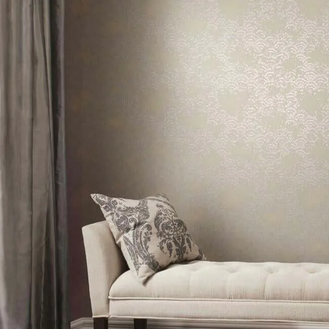 Antonina Vella Eclipse wallpaper, color Khaki & Silver, SKU NW3599