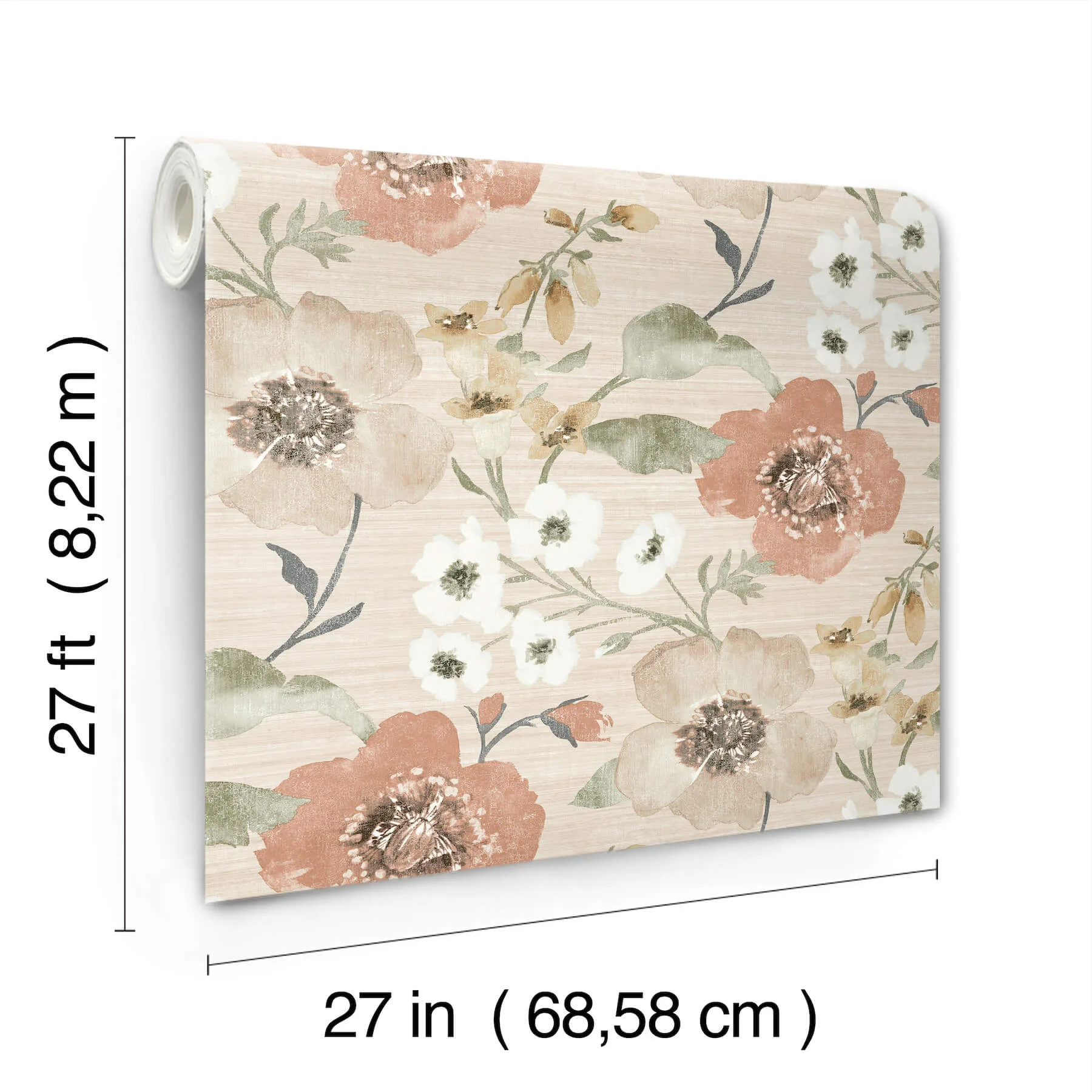 Antonina Vella Evelyn - Apricot Wallpaper | Buy Online Antonina Vella Evelyn wallpaper, color Apricot, SKU LL3201