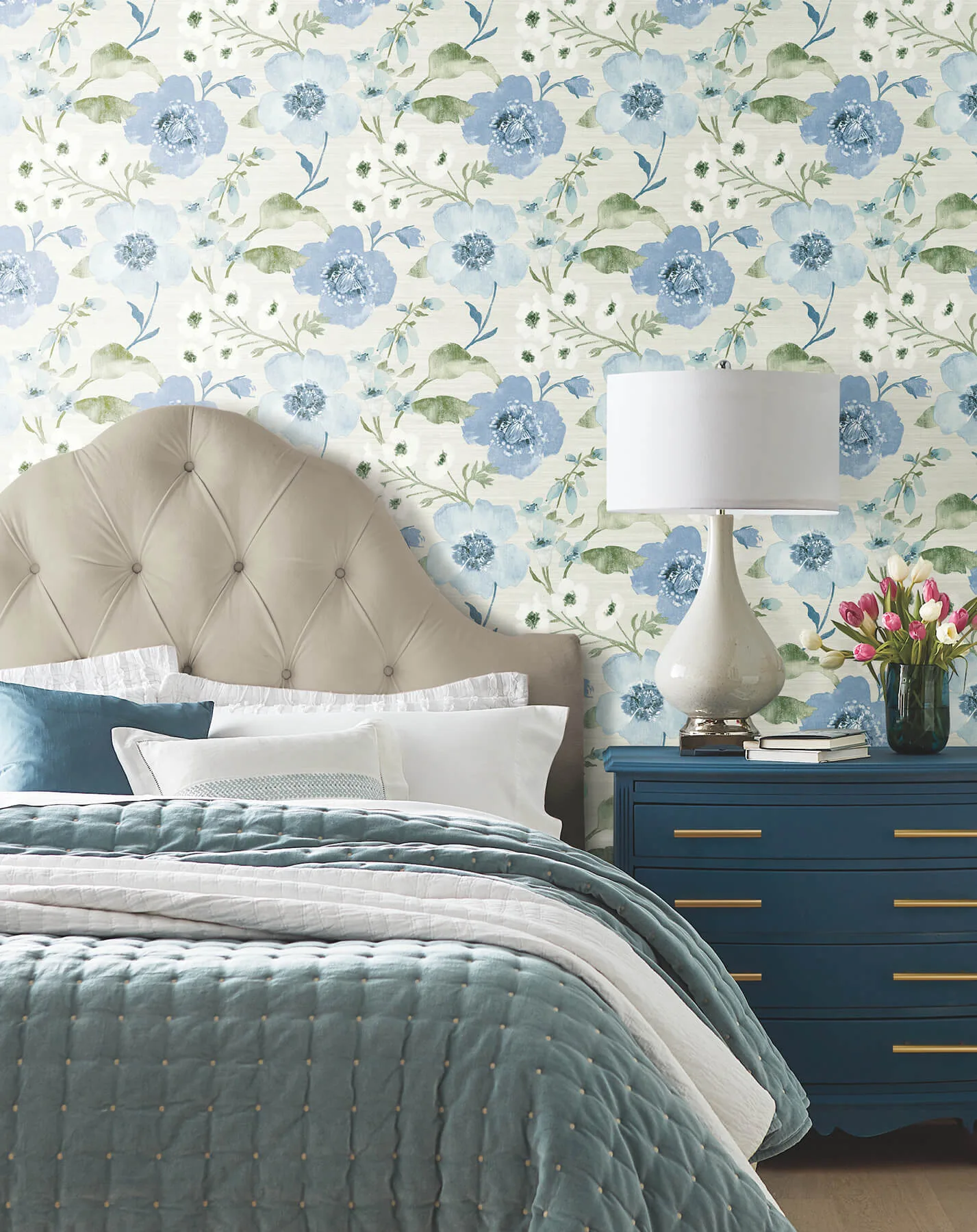 Antonina Vella Evelyn wallpaper, color Blue, SKU LL3203