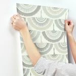Antonina Vella Feather & Fringe - Cream & Blue Wallpaper | Buy Online Antonina Vella Feather & Fringe wallpaper, color Cream & Blue, SKU BO6643