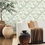 Antonina Vella Feather & Fringe - Cream & Blue Wallpaper | Buy Online Antonina Vella Feather & Fringe wallpaper, color Cream & Blue, SKU BO6643
