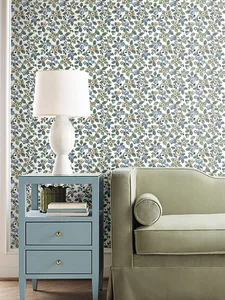 Antonina Vella Framboise wallpaper, color Blue & Green, SKU VP1413