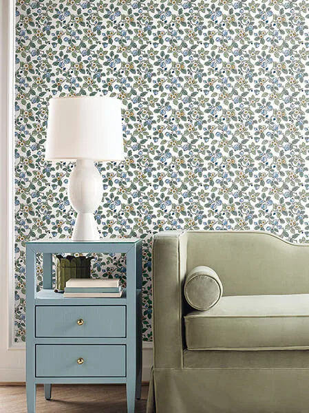 Antonina Vella Framboise wallpaper, color Blue & Green, SKU VP1413