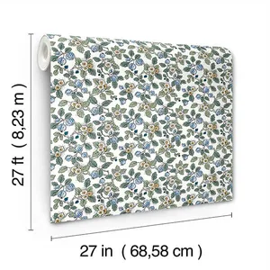 Antonina Vella Framboise wallpaper, color Blue & Green, SKU VP1413