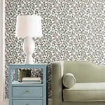 Antonina Vella Framboise wallpaper, color Salmon & Eucalyptus, SKU VP1414