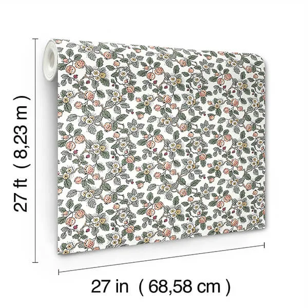 Antonina Vella Framboise wallpaper, color Salmon & Eucalyptus, SKU VP1414