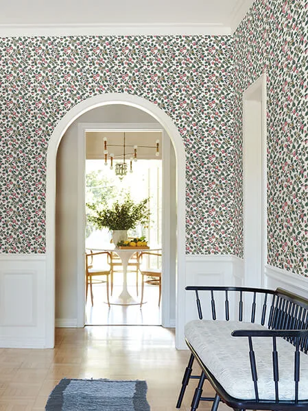 Antonina Vella Framboise - Berry & Green Wallpaper | Buy Online Antonina Vella Framboise wallpaper, color Berry & Green, SKU VP1412