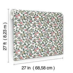 Antonina Vella Framboise wallpaper, color Berry & Green, SKU VP1412