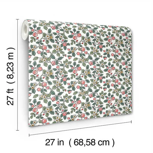 Antonina Vella Framboise - Berry & Green Wallpaper | Buy Online Antonina Vella Framboise wallpaper, color Berry & Green, SKU VP1412