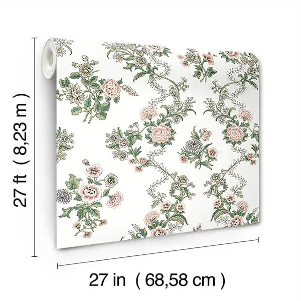 Antonina Vella Genevieve - Pink & Green Wallpaper | Buy Online Antonina Vella Genevieve wallpaper, color Pink & Green, SKU VP1425