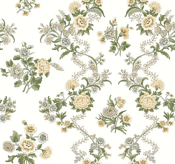 Antonina Vella Genevieve wallpaper, color Butter & Green, SKU VP1421
