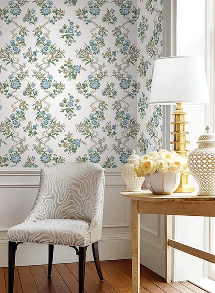 Antonina Vella Genevieve wallpaper, color Blue & Green, SKU VP1423