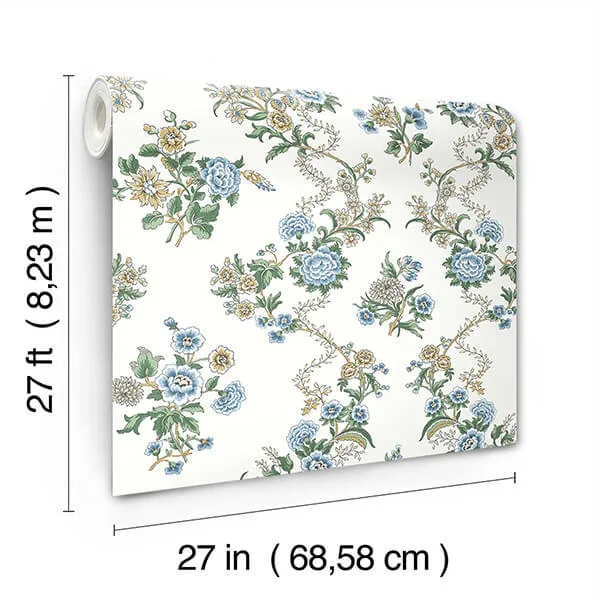 Antonina Vella Genevieve - Blue & Green Wallpaper | Buy Online Antonina Vella Genevieve wallpaper, color Blue & Green, SKU VP1423